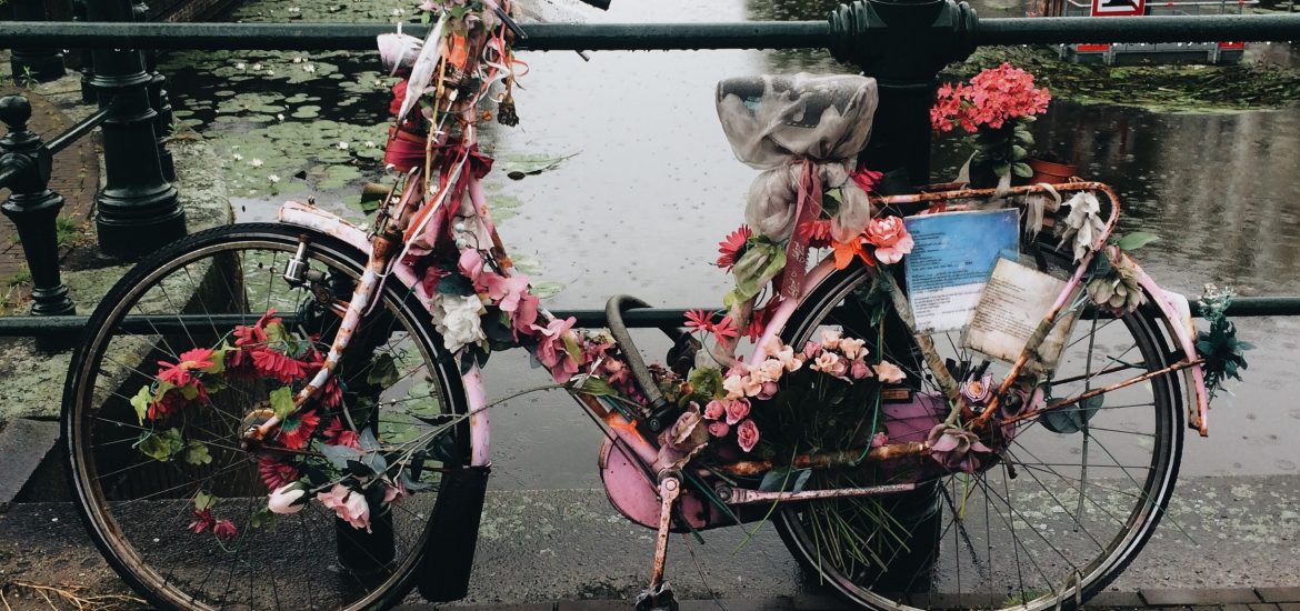 bike covered with flowers behave when travelling to the Netherlands